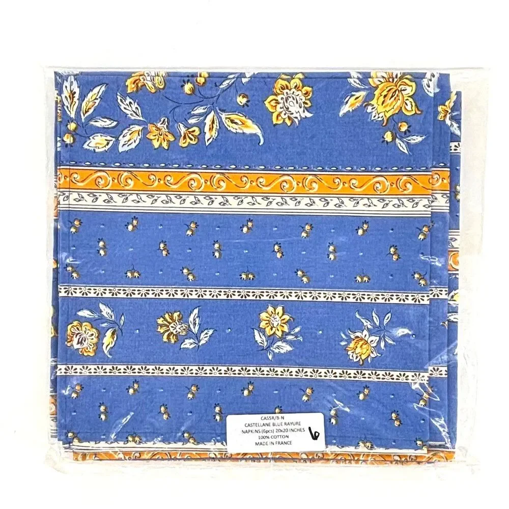 La Maisonnette CASTELLANE BLUE RAYURE NAPKINS 20×20
